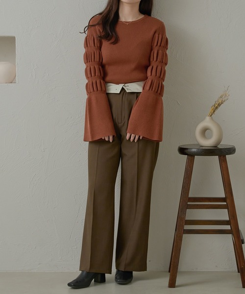 Ambre Neige（アンブルネージュ）の「モチモチフレアスリーブニット/【WEB/EC限定商品】（ニット/セーター・レディース・アイボリー/チャコールグレー/オレンジ系その他・FREE）」の11枚目の写真