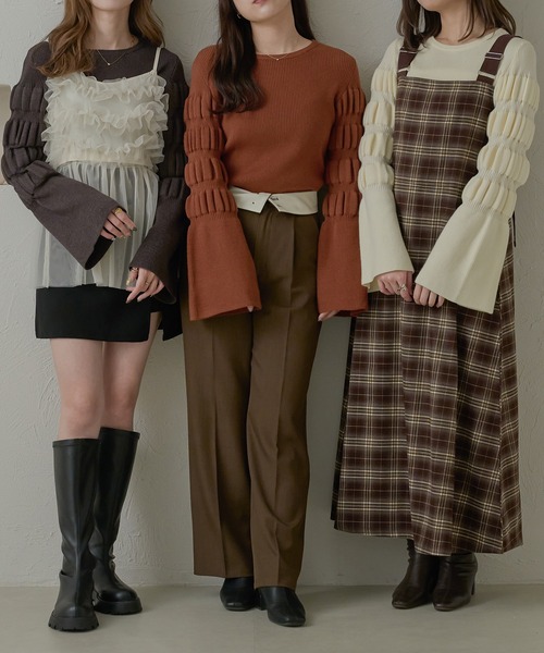 Ambre Neige（アンブルネージュ）の「モチモチフレアスリーブニット/【WEB/EC限定商品】（ニット/セーター・レディース・アイボリー/チャコールグレー/オレンジ系その他・FREE）」の15枚目の写真