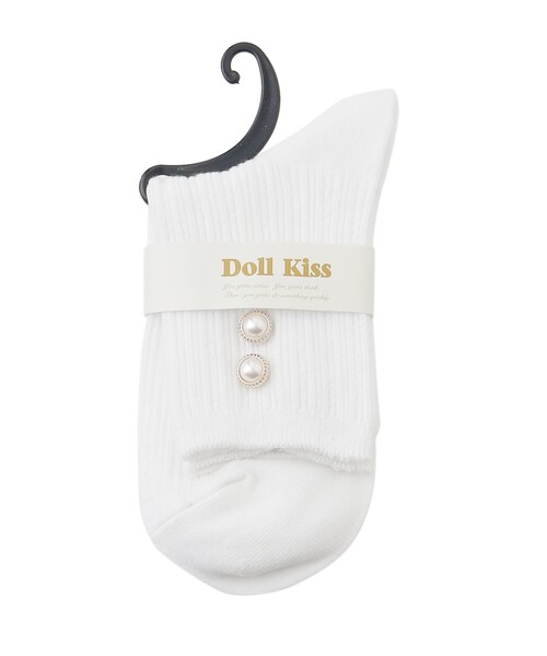 DOLL KISS(ドールキス)の「バックパール調付ソックス 靴下(ソックス/靴下・レディース・ホワイト/ブラック・99)」の2枚目の写真
