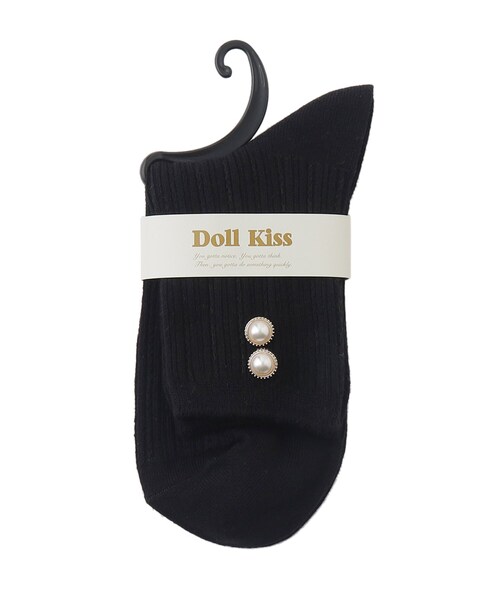 DOLL KISS(ドールキス)の「バックパール調付ソックス 靴下(ソックス/靴下・レディース・ホワイト/ブラック・99)」の1枚目の写真
