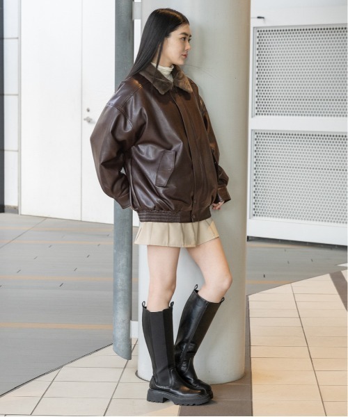 LADY VOLUME（レディーボリューム）の「Lady Volume／623 レザーボアジャケット　2991072（ブルゾン・レディース・ブラック/ボルドー・FREE）」の6枚目の写真