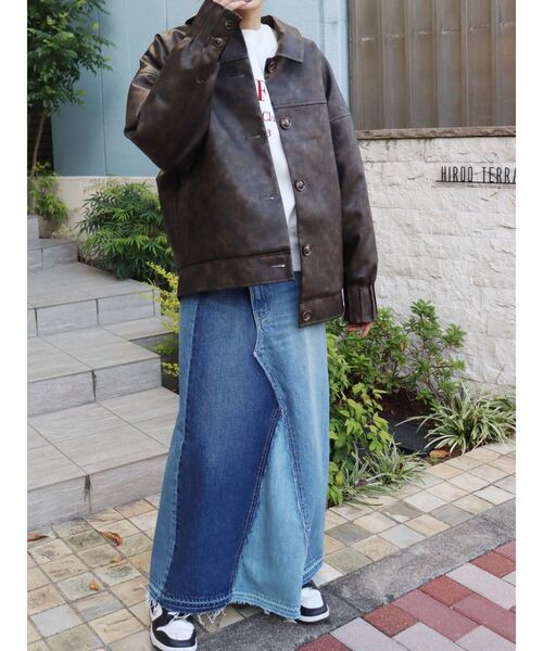 EVRIS（エヴリス）の「レイヤードデザインデニムスカート（デニムスカート・レディース・インディゴブルー/ブラック・MEDIUM/SMALL）」の11枚目の写真