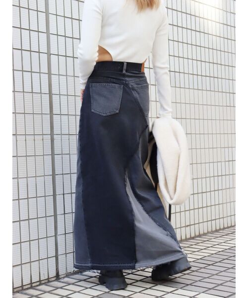 EVRIS（エヴリス）の「レイヤードデザインデニムスカート（デニムスカート・レディース・インディゴブルー/ブラック・MEDIUM/SMALL）」の12枚目の写真