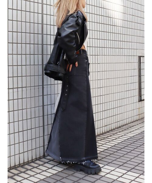 EVRIS（エヴリス）の「レイヤードデザインデニムスカート（デニムスカート・レディース・インディゴブルー/ブラック・MEDIUM/SMALL）」の13枚目の写真