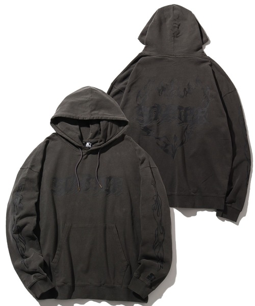 STARTER BLACK LABEL（スターターブラックレーベル）の「【STARTER /スターター】裏毛ピグメント加工 ロゴデザインプリント プルオーバーパーカー（パーカー・メンズ・グリーン/スミクロ/ベージュ・M/L/XL）」の2枚目の写真