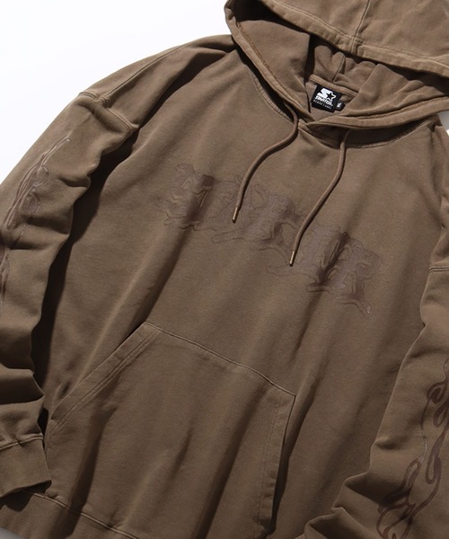 STARTER BLACK LABEL（スターターブラックレーベル）の「【STARTER /スターター】裏毛ピグメント加工 ロゴデザインプリント プルオーバーパーカー（パーカー・メンズ・グリーン/スミクロ/ベージュ・M/L/XL）」の15枚目の写真