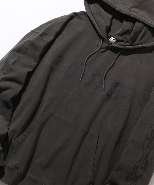 STARTER BLACK LABEL（スターターブラックレーベル）の「【STARTER /スターター】裏毛ピグメント加工 ロゴデザインプリント プルオーバーパーカー（パーカー・メンズ・グリーン/スミクロ/ベージュ・M/L/XL）」の13枚目の写真