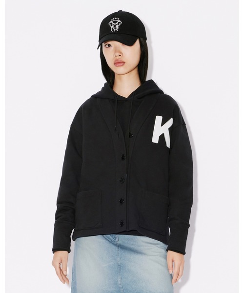 KENZO ケンゾー　エンブロイダリー カーディガン ブラック　サイズM KENZO（ケンゾー）の「'KENZO' エンブロイダリー カーディガン