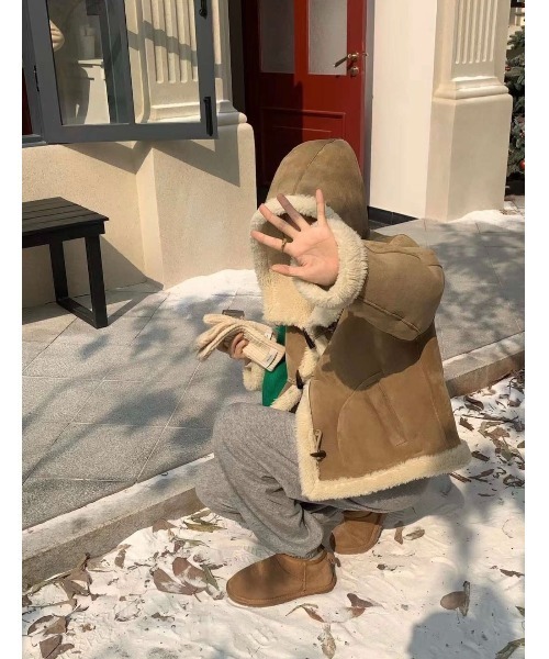 MINS MINIS（ミンスミニス）の「フードムートンジャケット（ムートンコート・レディース・ブラウン系その他/ベージュ系その他・FREE）」の4枚目の写真