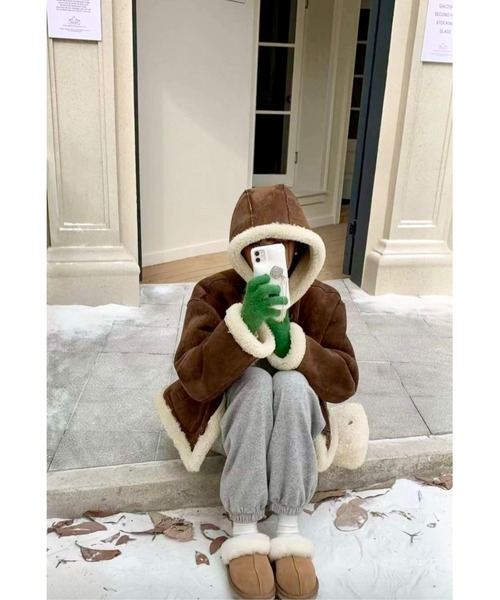 MINS MINIS（ミンスミニス）の「フードムートンジャケット（ムートンコート・レディース・ブラウン系その他/ベージュ系その他・FREE）」の10枚目の写真