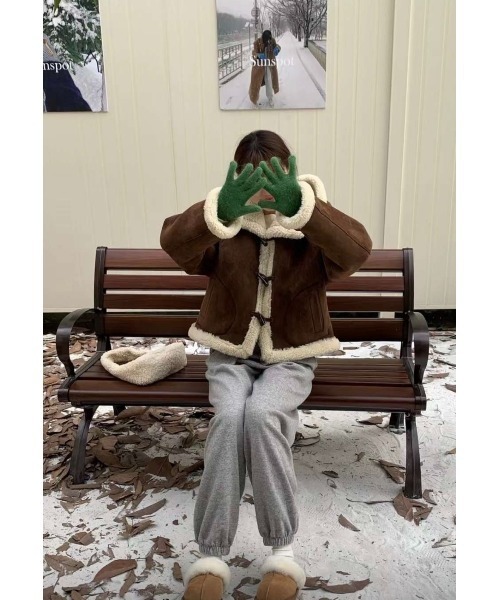 MINS MINIS（ミンスミニス）の「フードムートンジャケット（ムートンコート・レディース・ブラウン系その他/ベージュ系その他・FREE）」の12枚目の写真