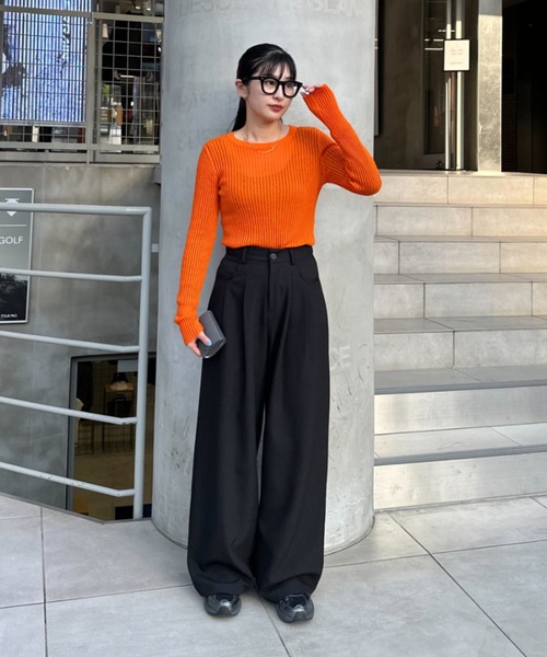 LIENCOEUR（リアンクール）の「タックワイドパンツ（スラックス・レディース・ダークグレー/ブラウン/ブラック/アイボリー・MEDIUM/SMALL）」の5枚目の写真