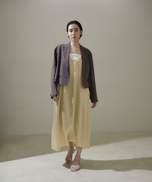 SALON adam et rope'（サロン アダム エ ロペ）の「【WEB限定】2WAYワッシャーサテンキャミワンピース/24SS【洗える】（ワンピース・レディース・ゴールド/ブラック/シルバー・FREE）」の6枚目の写真