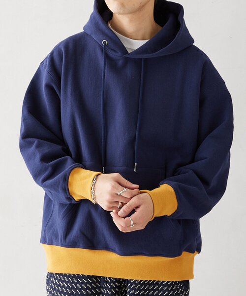 JOURNAL STANDARD relume（ジャーナルスタンダード　レリューム）の「480g BRUSH オーバーサイズスウェットパーカー（パーカー・メンズ・グレー/ブラック系その他/グリーン系その他/ダークブルー・MEDIUM/LARGE）」の4枚目の写真