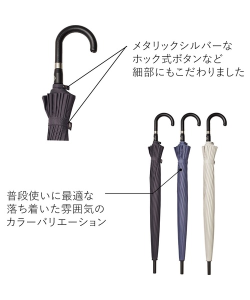 Waterfront（ウォーターフロント）の「富山サンダー20本骨（長傘・メンズ・ブラック/ヘザーグレー/ネイビー・FREE）」の11枚目の写真