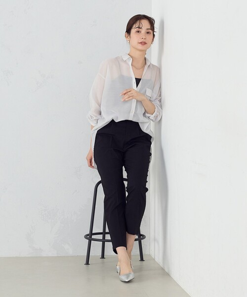 COMME CA MODELS(コムサモデルズ)の「【美しいベーシックパンツ】ストレッチツイルテーパードパンツ(その他パンツ・レディース・ブラック/ネイビー/ベージュ/ピンク・X-SMALL/SMALL/MEDIUM/LARGE/X-LARGE)」の7枚目の写真
