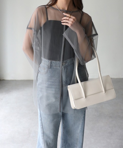 Riberry(リベリー)の「クルーネックオーバーシアートップス(Tシャツ/カットソー・レディース・グレイッシュベージュ/ブラック/ブルー/グレー/オフホワイト/ミント・FREE)」の12枚目の写真