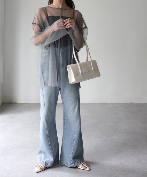 Riberry(リベリー)の「クルーネックオーバーシアートップス(Tシャツ/カットソー・レディース・グレイッシュベージュ/ブラック/ブルー/グレー/オフホワイト/ミント・FREE)」の15枚目の写真