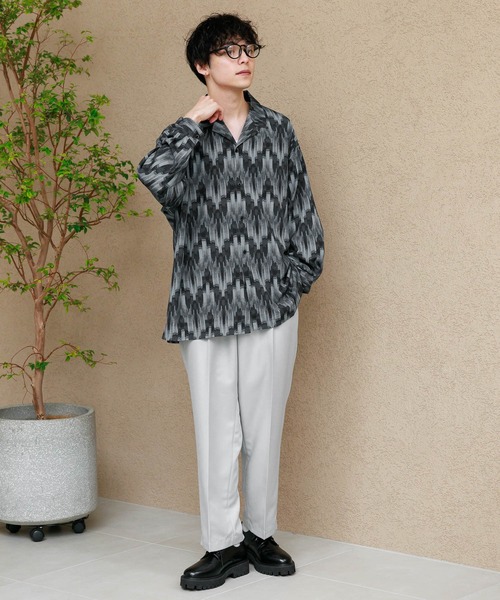 RAGEBLUE（レイジブルー）の「総柄/PEドレープルーズオープンカラーシャツ（シャツ/ブラウス・メンズ・ブラック系/オレンジ系・MEDIUM/LARGE）」の3枚目の写真