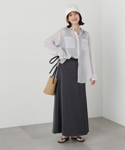 N.（N. Natural Beauty Basic）（エヌエヌナチュラルビューティーベーシック）の「◆シアーストライプシャツ（シャツ/ブラウス・レディース・ブルー系その他/ベージュ系その他/グレー系その他/ピンク系その他/ホワイト系その他・MEDIUM）」の9枚目の写真