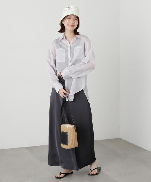 N.（N. Natural Beauty Basic）（エヌエヌナチュラルビューティーベーシック）の「◆シアーストライプシャツ（シャツ/ブラウス・レディース・ブルー系その他/ベージュ系その他/グレー系その他/ピンク系その他/ホワイト系その他・MEDIUM）」の10枚目の写真