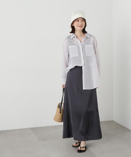 N.（N. Natural Beauty Basic）（エヌエヌナチュラルビューティーベーシック）の「◆シアーストライプシャツ（シャツ/ブラウス・レディース・ブルー系その他/ベージュ系その他/グレー系その他/ピンク系その他/ホワイト系その他・MEDIUM）」の11枚目の写真