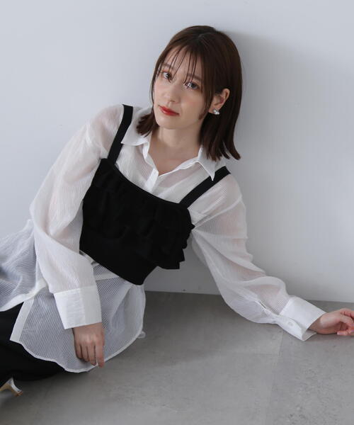 N.（N. Natural Beauty Basic）（エヌエヌナチュラルビューティーベーシック）の「◆シアーストライプシャツ（シャツ/ブラウス・レディース・ブルー系その他/ベージュ系その他/グレー系その他/ピンク系その他/ホワイト系その他・MEDIUM）」の2枚目の写真