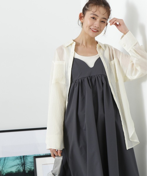 N.（N. Natural Beauty Basic）（エヌエヌナチュラルビューティーベーシック）の「◆シアーストライプシャツ（シャツ/ブラウス・レディース・ブルー系その他/ベージュ系その他/グレー系その他/ピンク系その他/ホワイト系その他・MEDIUM）」の4枚目の写真