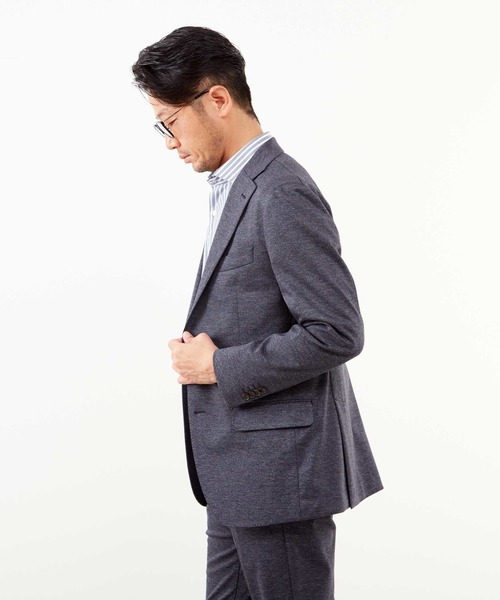 MEN'S MELROSE(メンズメルローズ)の「スーパーテックスジャガードジャージジャケット(セットアップ可)(テーラードジャケット・メンズ・ネイビー/ライトグレー・2/3/4/5)」の4枚目の写真