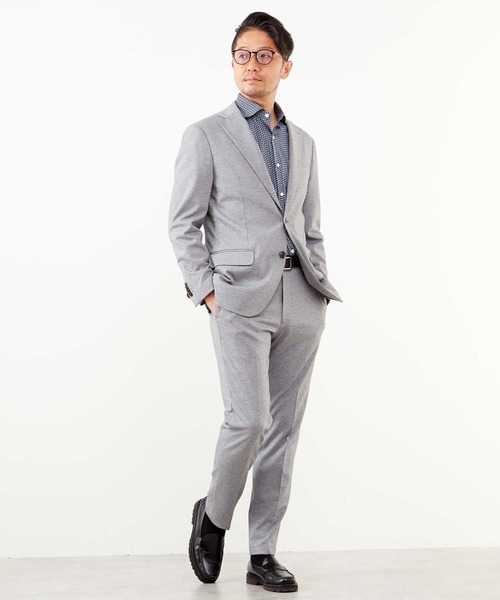 MEN'S MELROSE(メンズメルローズ)の「スーパーテックスジャガードジャージジャケット(セットアップ可)(テーラードジャケット・メンズ・ネイビー/ライトグレー・2/3/4/5)」の16枚目の写真