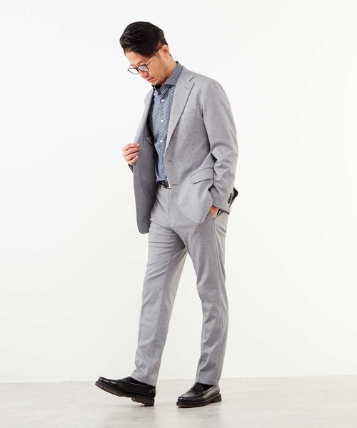 MEN'S MELROSE(メンズメルローズ)の「スーパーテックスジャガードジャージジャケット(セットアップ可)(テーラードジャケット・メンズ・ネイビー/ライトグレー・2/3/4/5)」の17枚目の写真