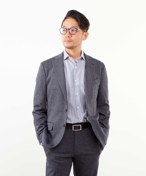 MEN'S MELROSE(メンズメルローズ)の「スーパーテックスジャガードジャージジャケット(セットアップ可)(テーラードジャケット・メンズ・ネイビー/ライトグレー・2/3/4/5)」の18枚目の写真