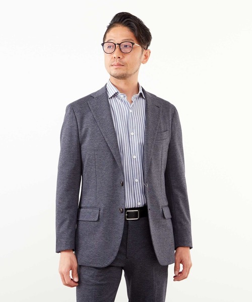 MEN'S MELROSE(メンズメルローズ)の「スーパーテックスジャガードジャージジャケット(セットアップ可)(テーラードジャケット・メンズ・ネイビー/ライトグレー・2/3/4/5)」の19枚目の写真