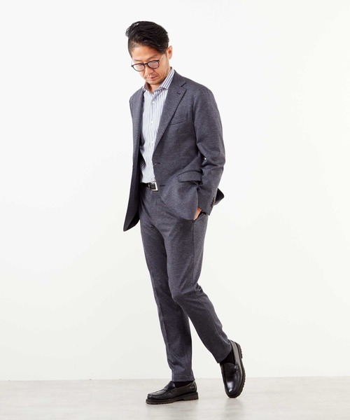 MEN'S MELROSE(メンズメルローズ)の「スーパーテックスジャガードジャージジャケット(セットアップ可)(テーラードジャケット・メンズ・ネイビー/ライトグレー・2/3/4/5)」の20枚目の写真