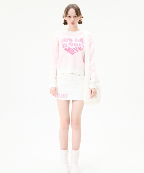 LUVISTRUE（ラヴイズトゥルー）の「OW / MV / MZ LOVE KNIT（ニット/セーター・レディース・ピンク/ブラック×ブルー/ブラック×ピンク/ネイビー/ブラック×ホワイト・FREE）」の9枚目の写真