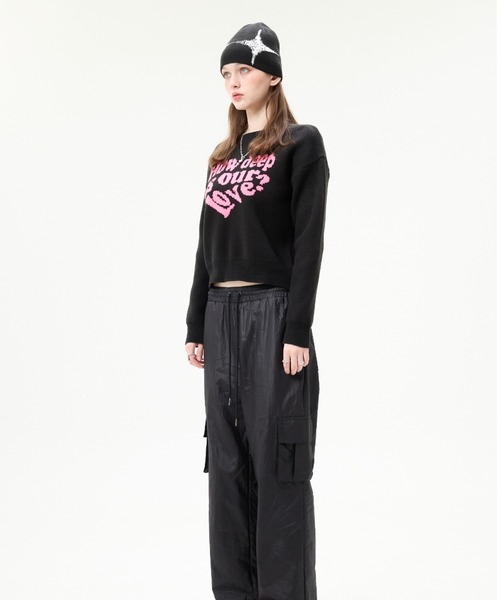 LUVISTRUE（ラヴイズトゥルー）の「OW / MV / MZ LOVE KNIT（ニット/セーター・レディース・ピンク/ブラック×ブルー/ブラック×ピンク/ネイビー/ブラック×ホワイト・FREE）」の14枚目の写真