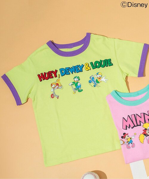 Disney（ディズニー）の「【リンク】ディズニーキャラクター　カラバリリンガーTシャツ（Tシャツ/カットソー・キッズ・ピンク/ターコイズブルー/オフホワイト/ライム・120/110/100/90/80/130）」の3枚目の写真