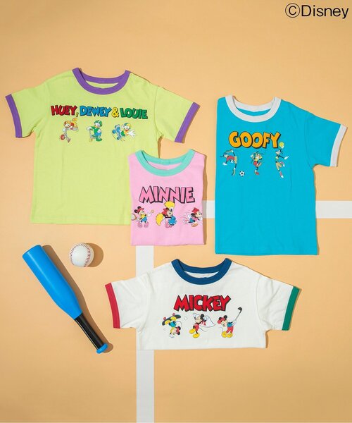 Disney（ディズニー）の「【リンク】ディズニーキャラクター　カラバリリンガーTシャツ（Tシャツ/カットソー・キッズ・ピンク/ターコイズブルー/オフホワイト/ライム・120/110/100/90/80/130）」の5枚目の写真