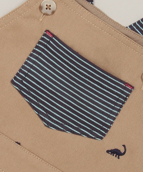 sense of wonder(センスオブワンダー)の「恐竜刺しゅうサロペットパンツ(サロペット/オーバーオール・キッズ・ネイビー/ベージュ・70-80cm/80-90cm)」の7枚目の写真