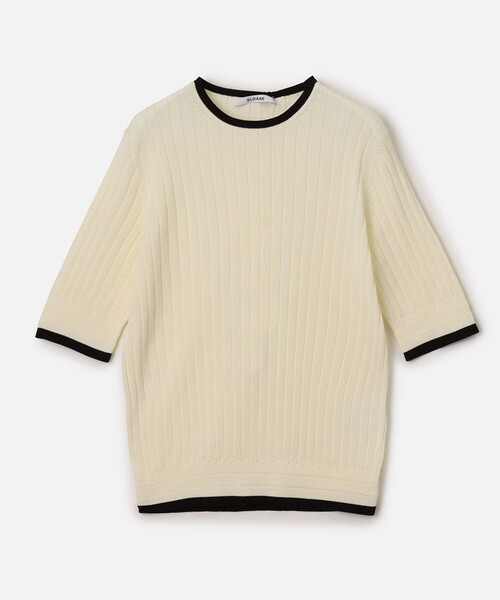 allureville（アルアバイル）の「【SLOANE(スローン) 】バイカラー5分丈クルーネック（ニット/セーター・レディース・ブラック系その他/ホワイト系その他・2）」の2枚目の写真