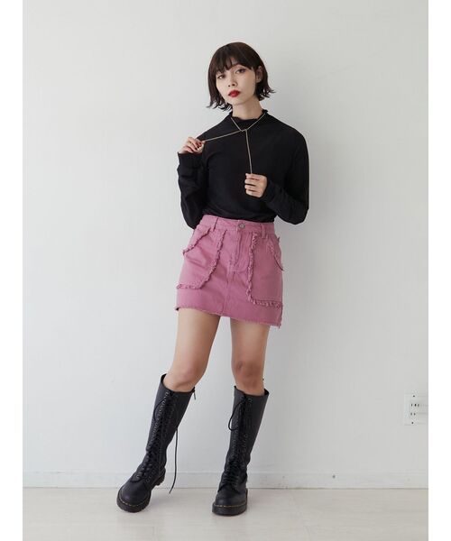 jouetie(ジュエティ)の「ミリタリーフリンジスカパン(スカート・レディース・ベージュ/カーキ/ブラック/ピンク・SMALL/MEDIUM)」の11枚目の写真