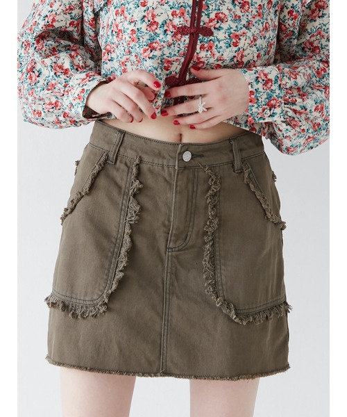 jouetie(ジュエティ)の「ミリタリーフリンジスカパン(スカート・レディース・ベージュ/カーキ/ブラック/ピンク・SMALL/MEDIUM)」の3枚目の写真
