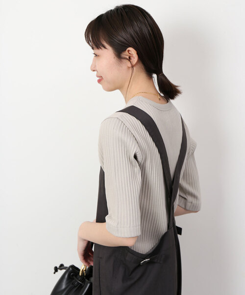 SLOBE IENA(スローブイエナ)の「トタンテレコ五分袖プルオーバー(Tシャツ/カットソー・レディース・ネイビー/ベージュ/ラベンダー・FREE)」の9枚目の写真