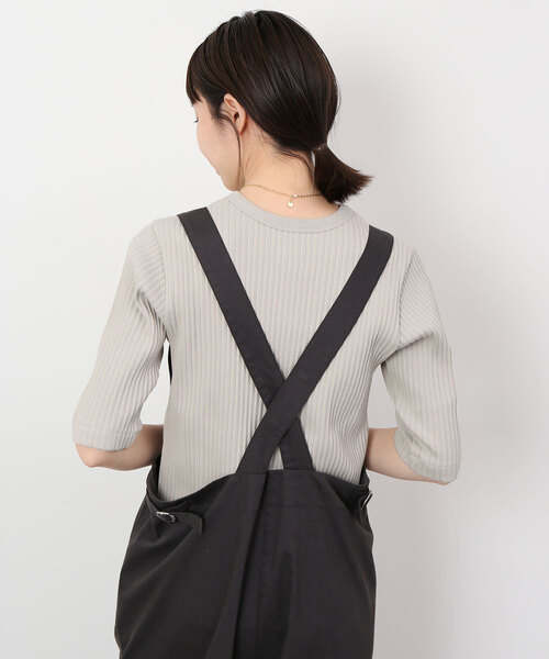 SLOBE IENA(スローブイエナ)の「トタンテレコ五分袖プルオーバー(Tシャツ/カットソー・レディース・ネイビー/ベージュ/ラベンダー・FREE)」の10枚目の写真