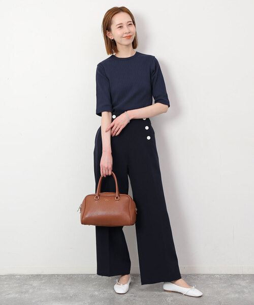 SLOBE IENA(スローブイエナ)の「トタンテレコ五分袖プルオーバー(Tシャツ/カットソー・レディース・ネイビー/ベージュ/ラベンダー・FREE)」の11枚目の写真