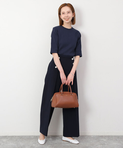 SLOBE IENA(スローブイエナ)の「トタンテレコ五分袖プルオーバー(Tシャツ/カットソー・レディース・ネイビー/ベージュ/ラベンダー・FREE)」の12枚目の写真