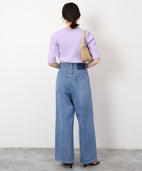 SLOBE IENA(スローブイエナ)の「トタンテレコ五分袖プルオーバー(Tシャツ/カットソー・レディース・ネイビー/ベージュ/ラベンダー・FREE)」の20枚目の写真