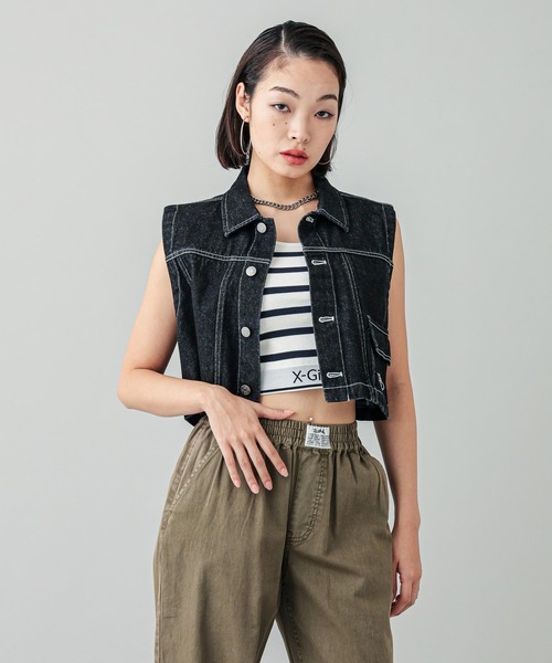 X-girl（エックスガール）の「SLEEVELESS CROPPED JACKET（ブルゾン