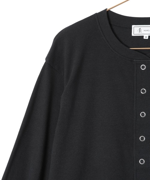ROPE' PICNIC（ロペピクニック）の「刺繍リブカットカーディガン（カーディガン/ボレロ・レディース・グレー/ホワイト系その他/ブラック/キナリ・38）」の7枚目の写真