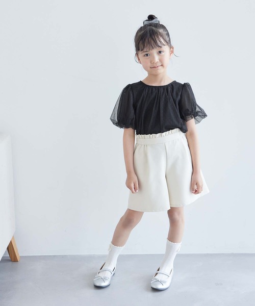 ROPE' PICNIC(ロペピクニック)の「【KIDS】チュールカットトップス(Tシャツ/カットソー・キッズ・ブラック/オフホワイト・110/120/130/140/150)」の4枚目の写真
